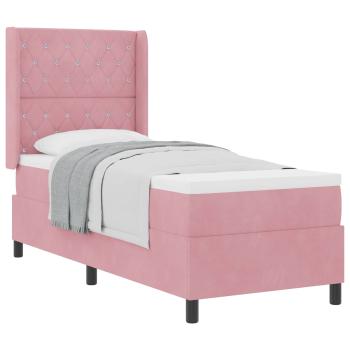 Boxspringbett mit Matratze mit Kopfteil Rosa 80 x 200 cm Samt