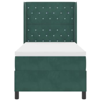 Boxspringbett mit Matratze Dunkelgrün 90 x 190 cm Samt