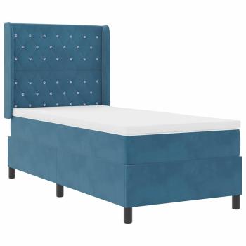Boxspringbett mit Matratze mit Kopfteil Blau 90 x 190 cm Samt