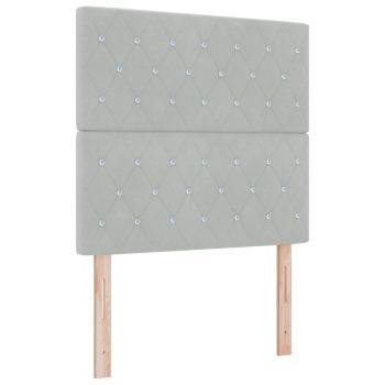 Boxspringbett mit Matratze Hellgrau 90 x 200 cm Samt