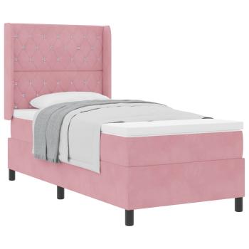 Boxspringbett mit Matratze mit Kopfteil Rosa 90 x 200 cm Samt