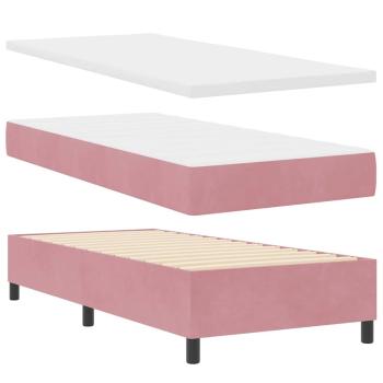 Boxspringbett mit Matratze mit Kopfteil Rosa 90 x 200 cm Samt
