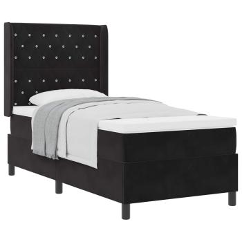 Boxspringbett mit Matratze Schwarz 100 x 200 cm Samt