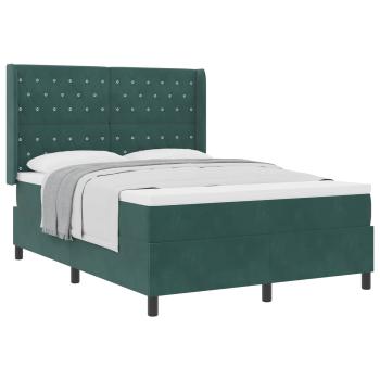 Boxspringbett mit Matratze Dunkelgrün 140 x 190 cm Samt
