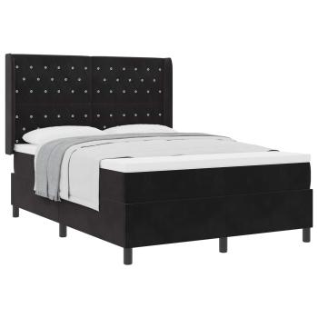 Boxspringbett mit Matratze Schwarz 140 x 200 cm Samt