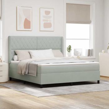 ARDEBO.de - Boxspringbett mit Matratze Hellgrau 180 x 200 cm Samt