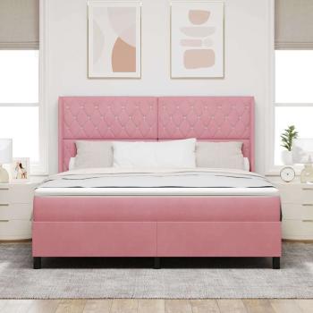 ARDEBO.de - Boxspringbett mit Matratze mit Kopfteil Rosa 180 x 200 cm Samt