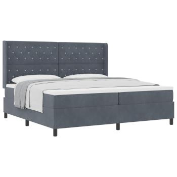 ARDEBO.de - Boxspringbett mit Matratze Dunkelgrau 200 x 200 cm Samt