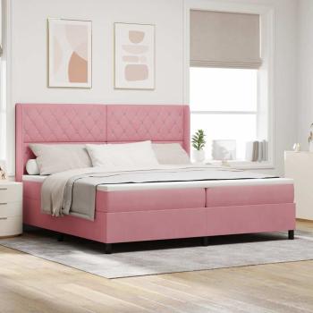 ARDEBO.de - Boxspringbett mit Matratze mit Kopfteil Rosa 200 x 200 cm Samt