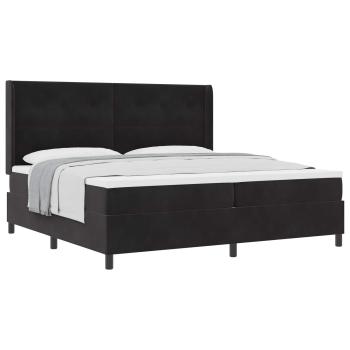 Boxspringbett mit Kopfteil Schwarz 200 x 200 cm Samt