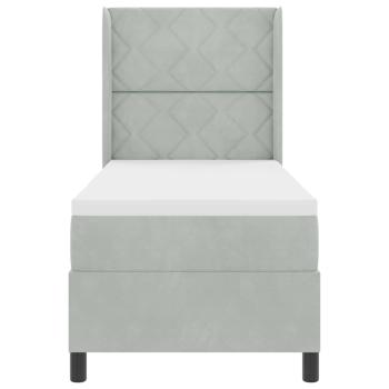 Boxspringbett mit Kopfteil Hellgrau 80 x 200 cm Samt