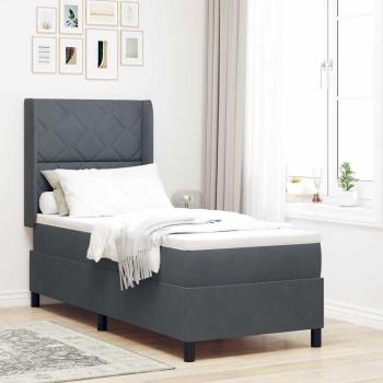 ARDEBO.de - Boxspringbett mit Kopfteil Dunkelgrau 80 x 200 cm Samt