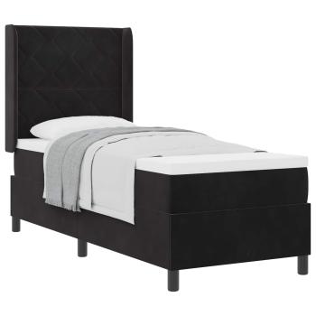 Boxspringbett mit Kopfteil Schwarz 80 x 200 cm Samt