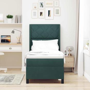 Boxspringbett mit Kopfteil Dunkelgrün 80 x 200 cm Samt