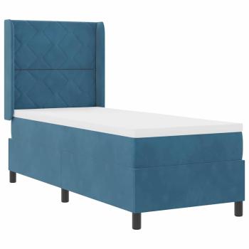 Boxspringbett mit Kopfteil Blau 80 x 200 cm Samt