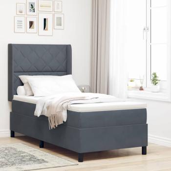 ARDEBO.de - Boxspringbett mit Kopfteil Dunkelgrau 100 x 200 cm Samt