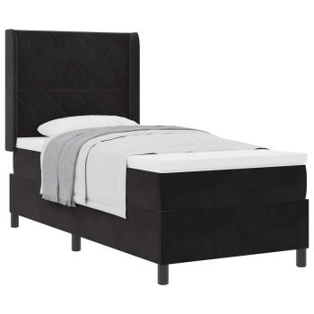 Boxspringbett mit Kopfteil Schwarz 100 x 200 cm Samt