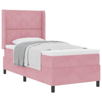 Boxspringbett mit Kopfteil Rosa 100 x 200 cm Samt