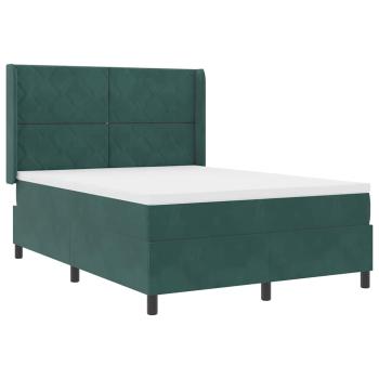 Boxspringbett mit Kopfteil Dunkelgrün 140 x 190 cm Samt