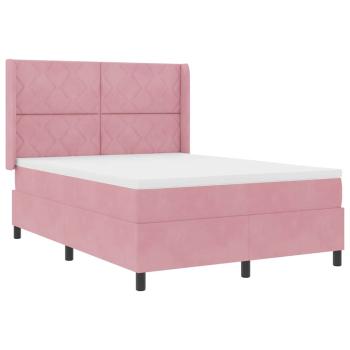 Boxspringbett mit Kopfteil Rosa 140 x 200 cm Samt
