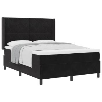 Boxspringbett mit Kopfteil Schwarz 160 x 200 cm Samt