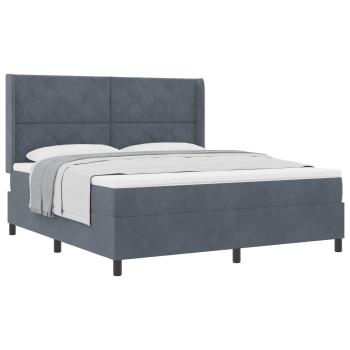 Boxspringbett mit Kopfteil Dunkelgrau 180 x 200 cm Samt