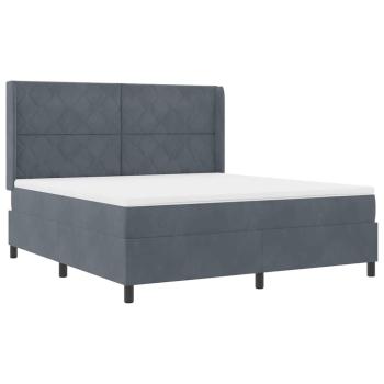 Boxspringbett mit Kopfteil Dunkelgrau 180 x 200 cm Samt