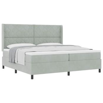 Boxspringbett mit Kopfteil Hellgrau 200 x 200 cm Samt