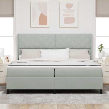 Boxspringbett mit Kopfteil Hellgrau 200 x 200 cm Samt
