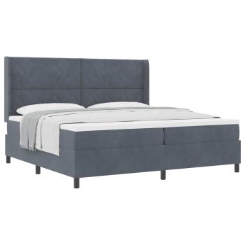 Boxspringbett mit Kopfteil Dunkelgrau 200 x 200 cm Samt