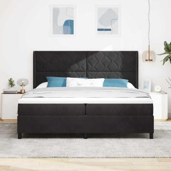 Boxspringbett mit Kopfteil Schwarz 200 x 200 cm Samt