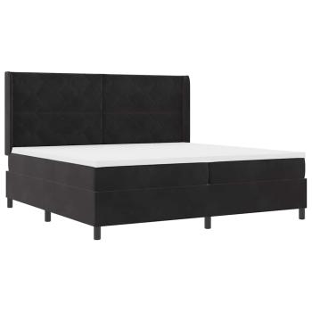 Boxspringbett mit Kopfteil Schwarz 200 x 200 cm Samt