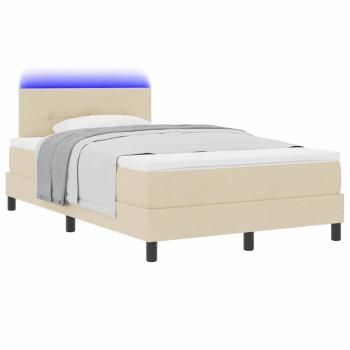 Boxspringbett mit LED-Lichtleisten Creme 120 x 190 cm Stoff