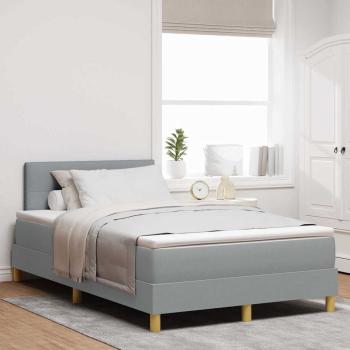 ARDEBO.de - Boxspringbett mit LED-Lichtleisten Hellgrau 120 x 200 cm Stoff