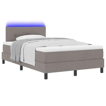 Boxspringbett mit LED-Lichtleisten Taupe 120 x 200 cm Stoff