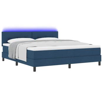 Boxspringbett mit LED-Lichtleisten Blau 180 x 200 cm Stoff
