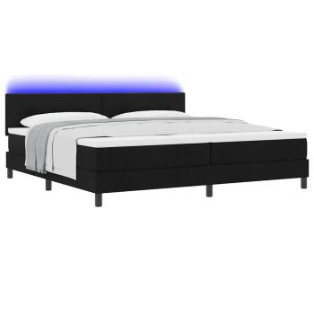 Boxspringbett mit LED-Lichtleisten Schwarz 200 x 200 cm Stoff