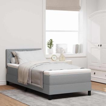 ARDEBO.de - Boxspringbett mit LED-Lichtleisten Hellgrau 100 x 200 cm Stoff