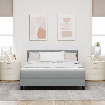 Boxspringbett mit LED-Lichtleisten Hellgrau 140 x 190 cm Stoff