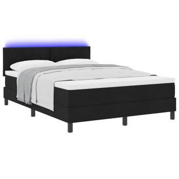 Boxspringbett mit LED-Lichtleisten Schwarz 140 x 200 cm Stoff
