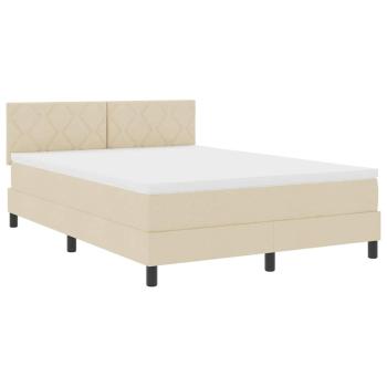 Boxspringbett mit Kissen mit Kopfteil Creme 160 x 200 cm Stoff