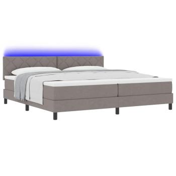 Boxspringbett mit Kissen mit Kopfteil Taupe 200 x 200 cm Stoff