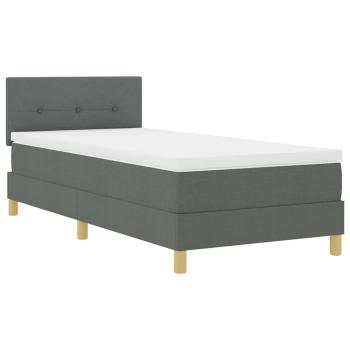 LED Boxspringbett mit Kissen Dunkelgrau 100 x 200 cm Stoff