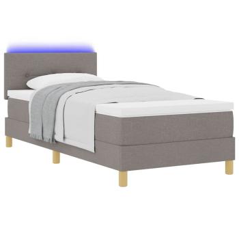 LED Boxspringbett mit Kopfteil Taupe 100 x 200 cm Stoff