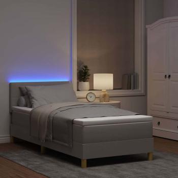 LED Boxspringbett mit Kopfteil Taupe 100 x 200 cm Stoff