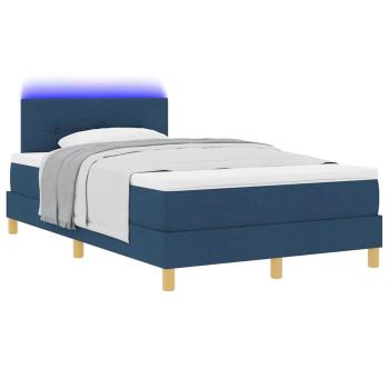 LED Boxspringbett mit Kopfteil Blau 120 x 190 cm Stoff