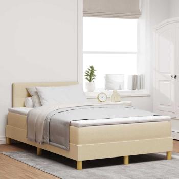 ARDEBO.de - LED Boxspringbett mit LED-Lichtleisten Creme 120 x 200 cm Stoff