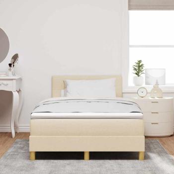 LED Boxspringbett mit LED-Lichtleisten Creme 120 x 200 cm Stoff