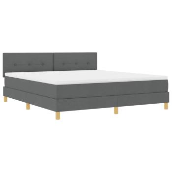 LED Boxspringbett mit Kopfteil Dunkelgrau 180 x 200 cm Stoff