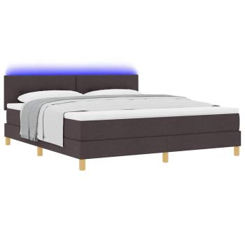 LED Boxspringbett mit Kissen Dunkelbraun 180 x 200 cm Stoff